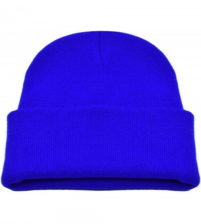 Skullies & Beanies Warm Winter Hat Knit Beanie Skull Cap Cuff Beanie Hat Winter Hats for Men - Royal Blue - CR12J0HRQ8T $10.06