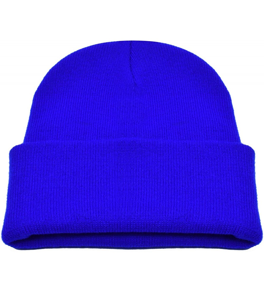 Skullies & Beanies Warm Winter Hat Knit Beanie Skull Cap Cuff Beanie Hat Winter Hats for Men - Royal Blue - CR12J0HRQ8T $10.06