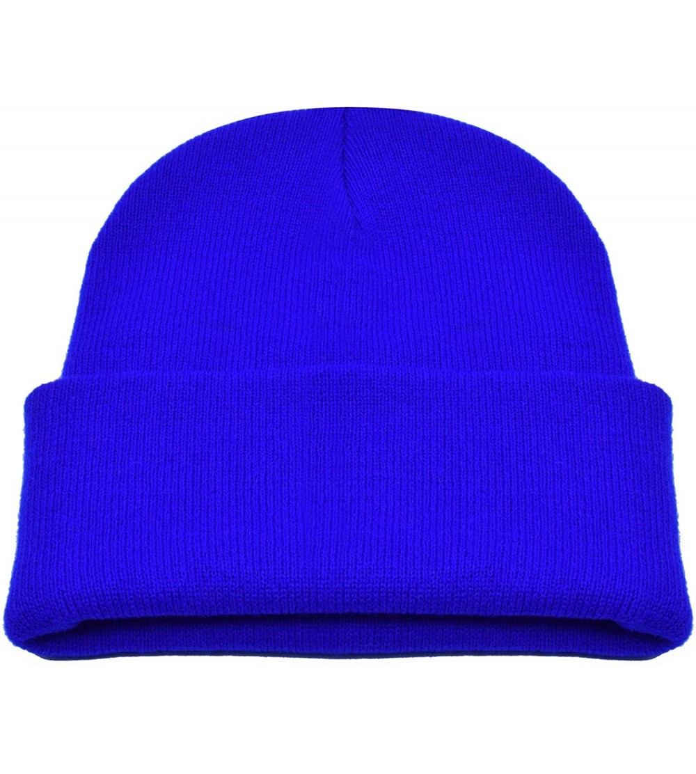 Skullies & Beanies Warm Winter Hat Knit Beanie Skull Cap Cuff Beanie Hat Winter Hats for Men - Royal Blue - CR12J0HRQ8T $10.06