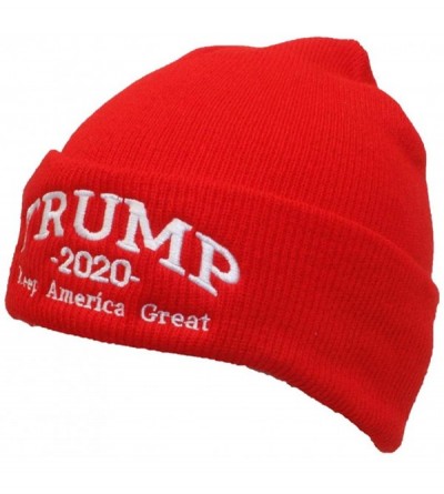 Skullies & Beanies Adult USA Made Embroidered Trump 2020 Keep America Great Beanie - Red - CX18A90Z42H $11.62