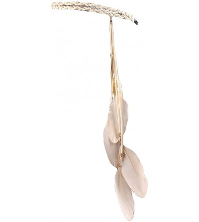 Headbands Women Feather Leaf Tassels Braided Hippie Headband Hair Accessories - Beige - CC12JO0E4X7 $8.67