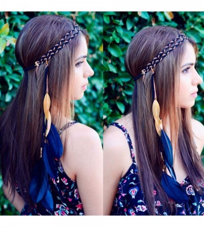Headbands Women Feather Leaf Tassels Braided Hippie Headband Hair Accessories - Beige - CC12JO0E4X7 $8.67