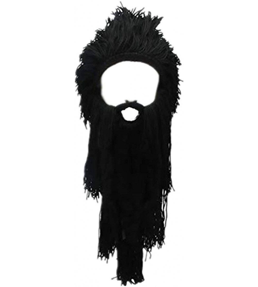 Skullies & Beanies Beard Winter Hat Creative Wig Viking Big Long Wool Hat Facemask Beanie for Men Women Warm Funny Ski Cap - ...