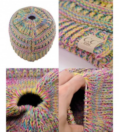 Skullies & Beanies BeanieTail Kids' Children's Soft Cable Knit Messy High Bun Ponytail Beanie Hat - Bright Mix - CO12O26HQ1P ...