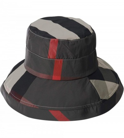 Bucket Hats Stylish Bucket Hats for Women Foldable Outdoor Plaid Fisherman Sun/Rain Cap with Chin Strap - A-darkgrey - C018R8...