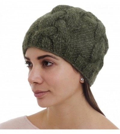 Skullies & Beanies Green 100% Alpaca Hat- Olive Braids' - CJ17YAU43ZT $35.31