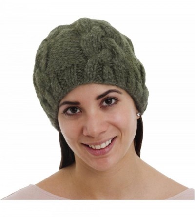 Skullies & Beanies Green 100% Alpaca Hat- Olive Braids' - CJ17YAU43ZT $35.31