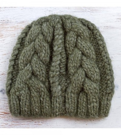 Skullies & Beanies Green 100% Alpaca Hat- Olive Braids' - CJ17YAU43ZT $35.31