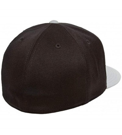 Baseball Caps Premium 210 Flexfit Fitted Flatbill Hat with NoSweat Hat Liner - Black/Grey - CU18O94O7MT $24.64