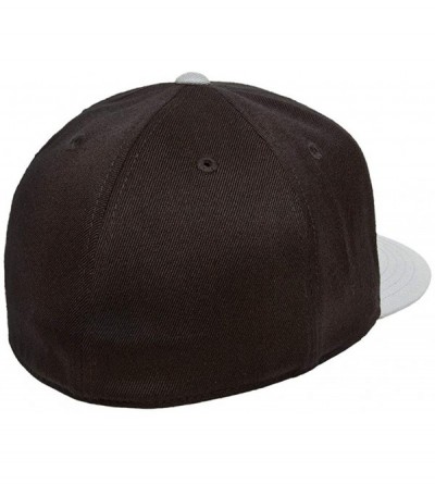 Baseball Caps Premium 210 Flexfit Fitted Flatbill Hat with NoSweat Hat Liner - Black/Grey - CU18O94O7MT $14.18