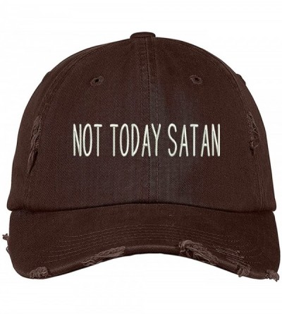 Baseball Caps Not Today Satan Distressed Baseball Cap- Unisex Dad Hat - Brown - CM18L3LOSH4 $12.38