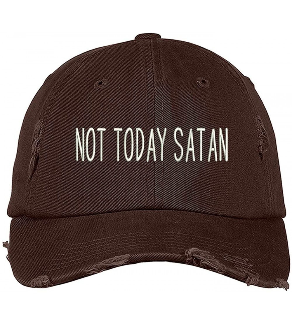 Baseball Caps Not Today Satan Distressed Baseball Cap- Unisex Dad Hat - Brown - CM18L3LOSH4 $12.38