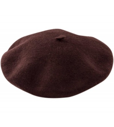 Berets French Beret- Lightweight Casual Classic Solid Color Wool Beret - Brown - C612E1UV6K9 $9.12