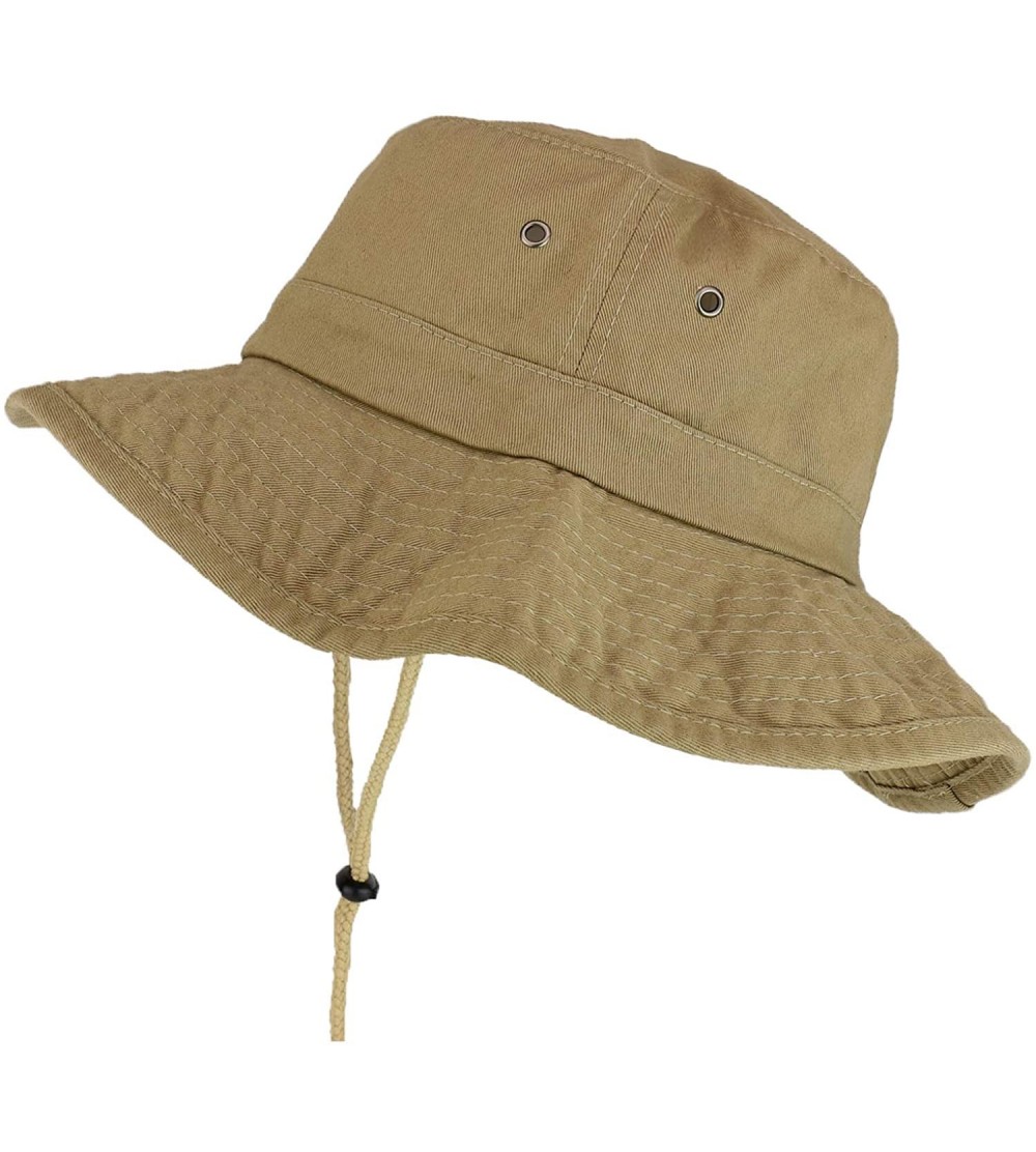 Sun Hats Large Brim Outdoor XXL Boonie Fisherman Hat with Adjustable Chin Strap - Khaki - CO18W7TMT65 $18.92