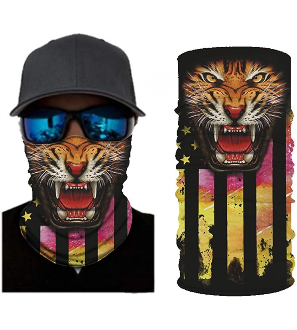 Balaclavas Cool Animal Print Seamless Bandana Rave Dust Wind Sun Protection Scarf Neck Balaclava - Tiger Us Flag - CB1904HLOW...