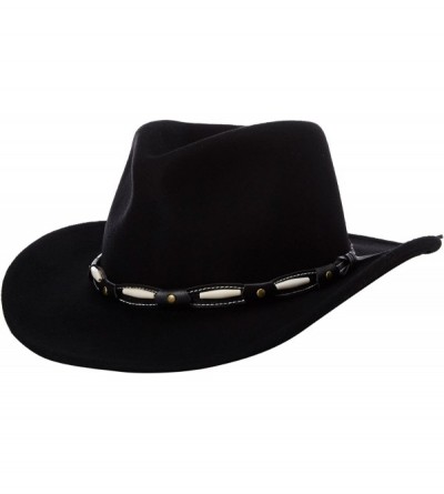 Fedoras Outback- Water Repellent Wool Felt with Beaded Band - Black - C3115GJG6FZ $97.99
