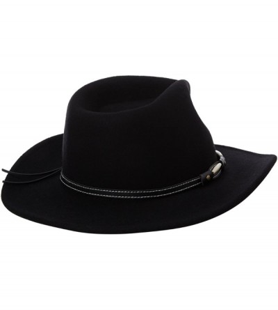 Fedoras Outback- Water Repellent Wool Felt with Beaded Band - Black - C3115GJG6FZ $52.33