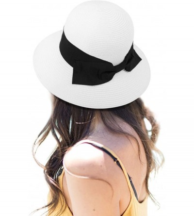 Sun Hats Women Straw Sun Hat Packable Beach Hat - White Ivory Mix - C018CNR074D $11.75