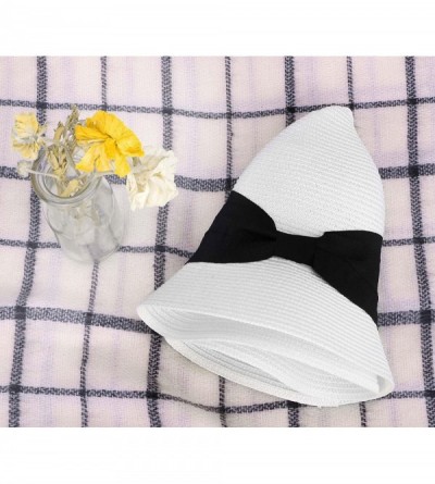 Sun Hats Women Straw Sun Hat Packable Beach Hat - White Ivory Mix - C018CNR074D $11.75