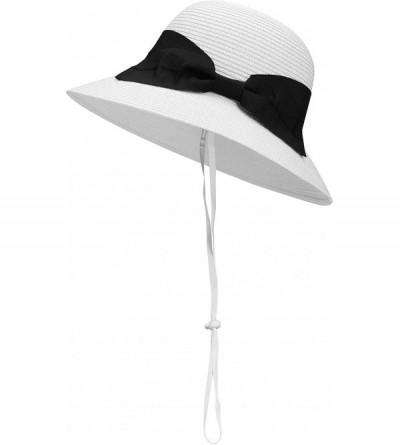 Sun Hats Women Straw Sun Hat Packable Beach Hat - White Ivory Mix - C018CNR074D $11.75