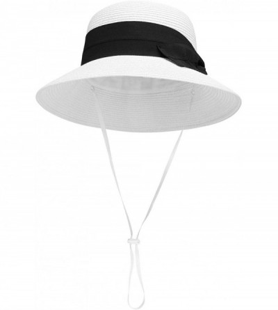 Sun Hats Women Straw Sun Hat Packable Beach Hat - White Ivory Mix - C018CNR074D $11.75