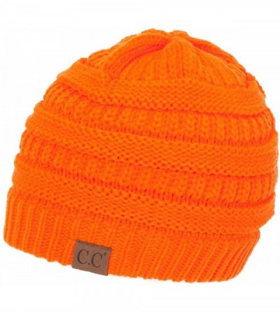 Skullies & Beanies Women's Thick Soft Knit Beanie Cap Hat - Neon Orange - C2187EY77OL $9.21