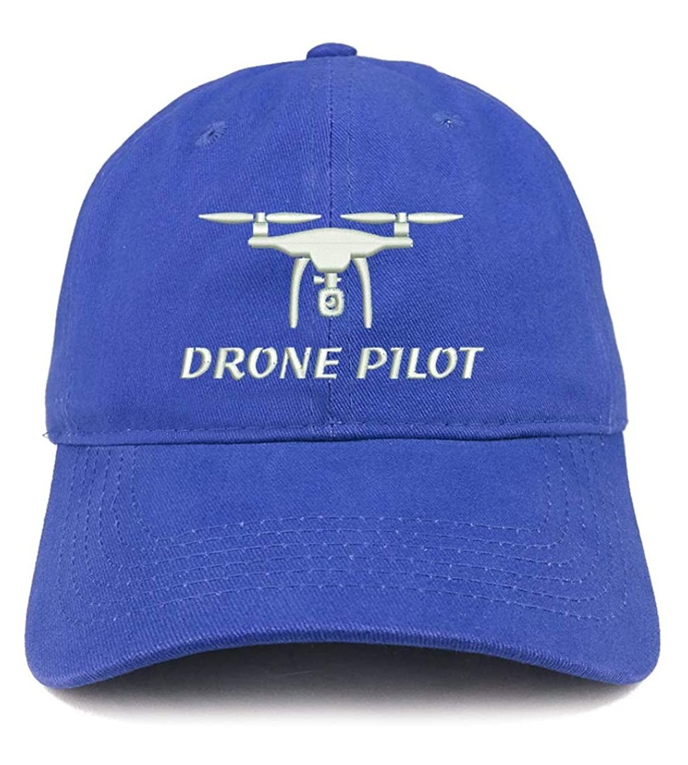 Baseball Caps Drone Pilot Embroidered Soft Crown 100% Brushed Cotton Cap - Royal - CI17YTWOXMD $17.10