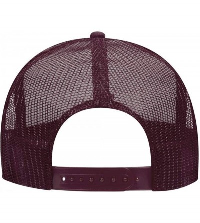 Baseball Caps Polyester Foam Front 5 Panel High Crown Mesh Back Trucker Hat - Mrn/Wht/Mrn - CA12FN6ODQJ $12.56