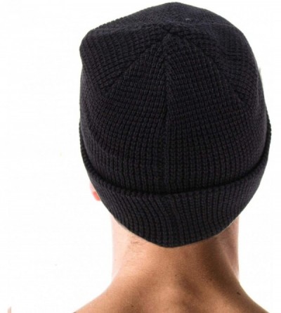 Skullies & Beanies Men's Winter Classic Soft Knit Stretchy Warm Beanie Skully Ski Hat Cap - Waffle Solid Navy - CL18I8QS9LT $...
