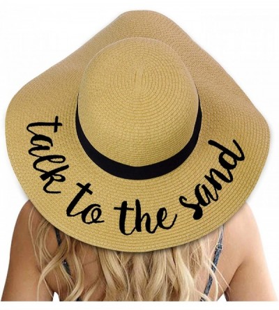 Sun Hats Womens Bowknot Straw Hat Foldable Beach Sun Hat Roll up UPF 50+ - Ae Talk to the Sand - Khaki - CP18SAX0YOS $14.09