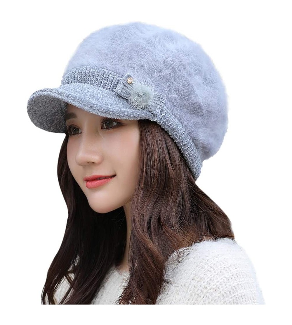 Berets Elegant Knitted Newsboy Crochet - Sky Blue - CF18LTCKRM2 $10.27