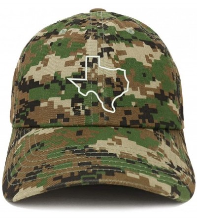 Baseball Caps Texas State Outline Embroidered Brushed Cotton Dad Hat Cap - Digital Green Camo - CR18KCE3CAU $13.52