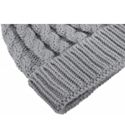 Skullies & Beanies Winter Wonderland Splash Patterned Thick Knit Fleece Lined Snow Beanie Hats - Grey/Natual Pom - CQ18KK87L9...