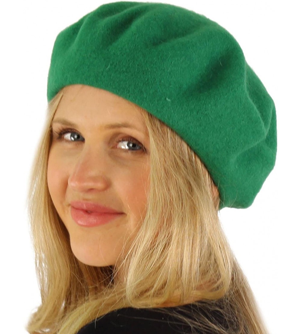 Berets Classic Winter 100% Wool Warm French Art Basque Beret Tam Beanie Hat Cap - Green - C811P28V4K7 $10.66