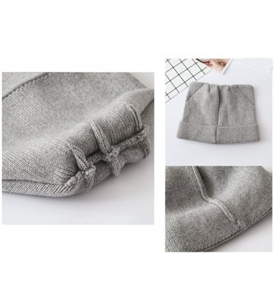 Skullies & Beanies Women Cat Ear Beanie Hat Wool Braided Knit Trendy Winter Warm Cap - Grey - C9188RSWYQD $13.48