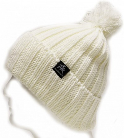 Skullies & Beanies Solid Pom Pom Knit Beanie Hat - White - CQ11QTOP46N $9.11