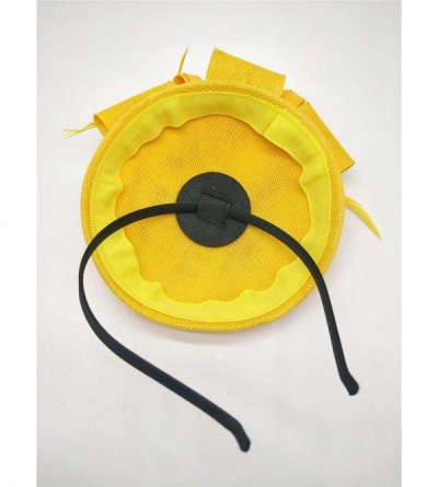 Berets Womens Fascinator Hat Sinamay Pillbox Flower Feather Tea Party Derby Wedding Headwear - A Yellow - CM18TRNC7D0 $11.56