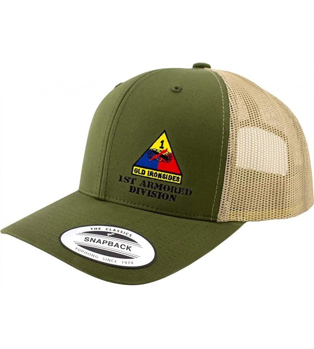 Baseball Caps Army 1st Armored Division Full Color Trucker Hat - Green/Khaki - CS18RO2N3KS $45.25