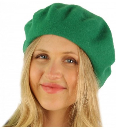 Berets Classic Winter 100% Wool Warm French Art Basque Beret Tam Beanie Hat Cap - Green - C811P28V4K7 $10.66