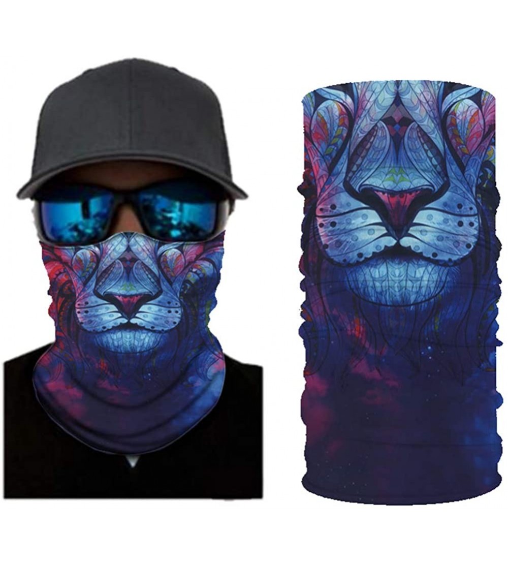 Balaclavas Cool Print Tiger Lion Seamless Bandana Rave Headband Headwear Balaclava Head Wrap Scarf Neck for Women Men - CG197...