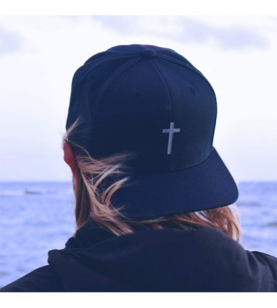 Baseball Caps Baseball Cap Cross Silver Embroidery Acrylic Dad Hats for Men & Women Strap - Navy - C511MQPM2VJ $19.21