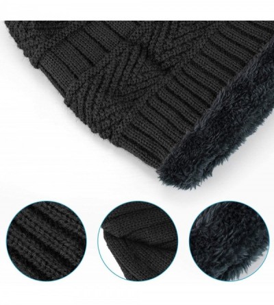 Skullies & Beanies BeanieHat Scarf Set Winter Warm Fleece Lined Skull Cap and Scarf for Men Women - Black - CU1887UMOC4 $12.47