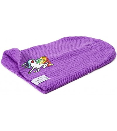 Skullies & Beanies Rainbow Unicorn Long Rib Beanie - Lavender - CH18606EKDC $8.46