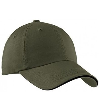 Baseball Caps Signature Sandwich Bill Cap with Striped Closure C830 - Olive and Black - C8113MWD9QR $7.15