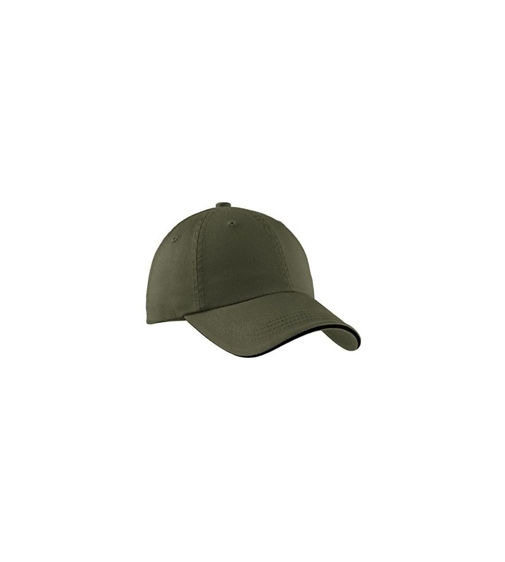 Baseball Caps Signature Sandwich Bill Cap with Striped Closure C830 - Olive and Black - C8113MWD9QR $7.15