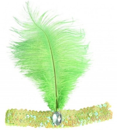 Headbands Women's Feather 1920s Headpiece Shining Sequins Party Headband - Green - CN12KHEBAA7 $18.07