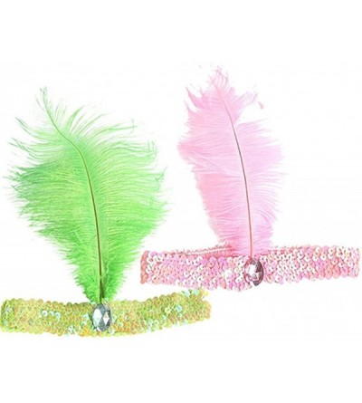 Headbands Women's Feather 1920s Headpiece Shining Sequins Party Headband - Green - CN12KHEBAA7 $6.09