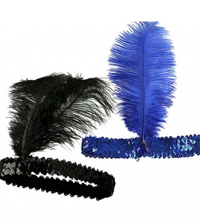 Headbands Women's Feather 1920s Headpiece Shining Sequins Party Headband - Green - CN12KHEBAA7 $6.09