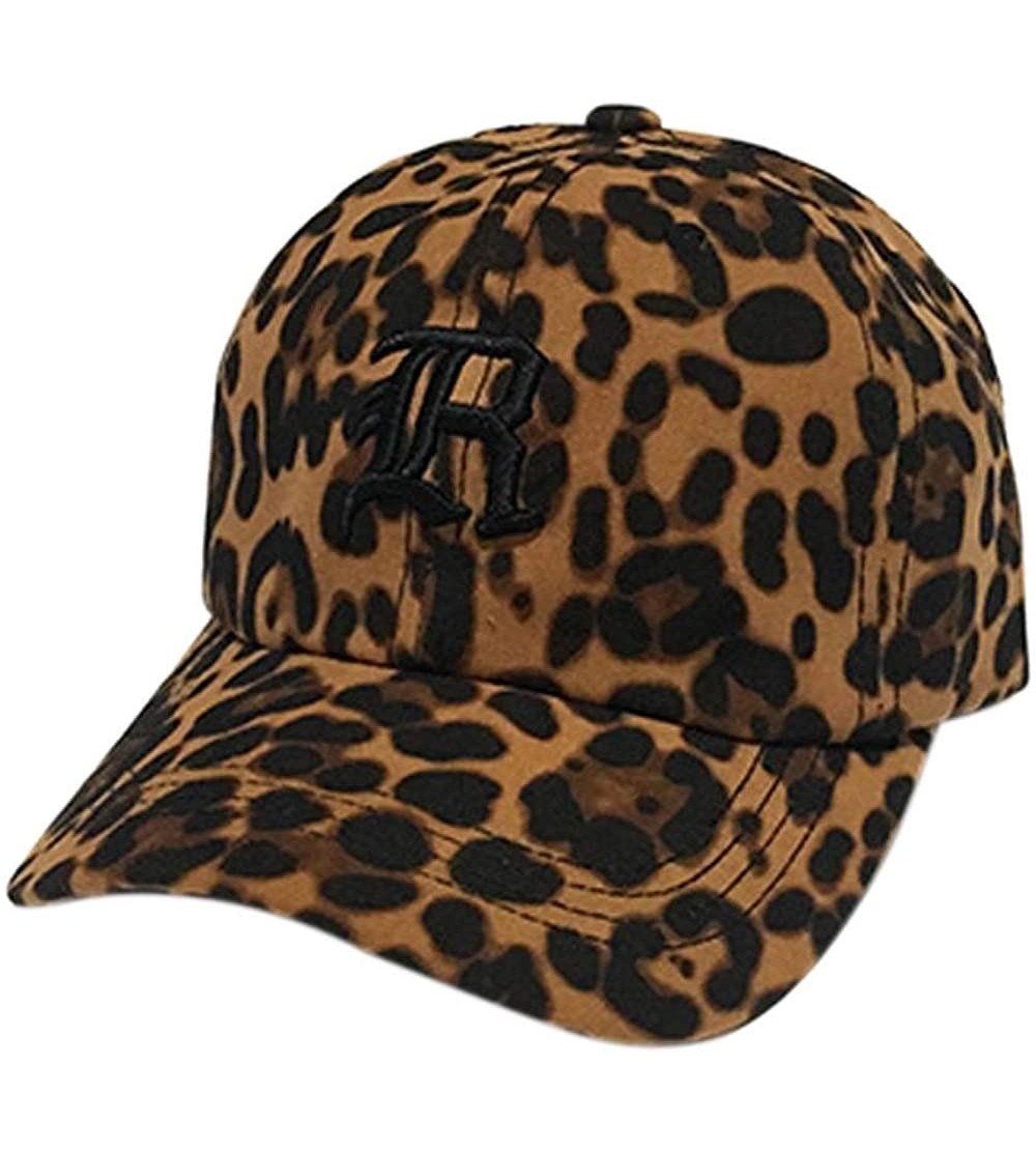 Baseball Caps Women's Vintage Baseball Cap Leopard Embroidery Casual Dad Hat - Black - CX18T7GEX4Q $11.62