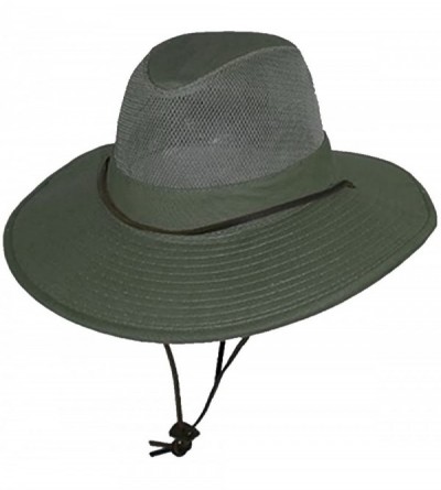 Cowboy Hats Men's 1 Piece Brushed Twill Mesh Safari Hat With Genuine Leather Trim-X-Large-Leoden - CI11P8THY8L $51.53